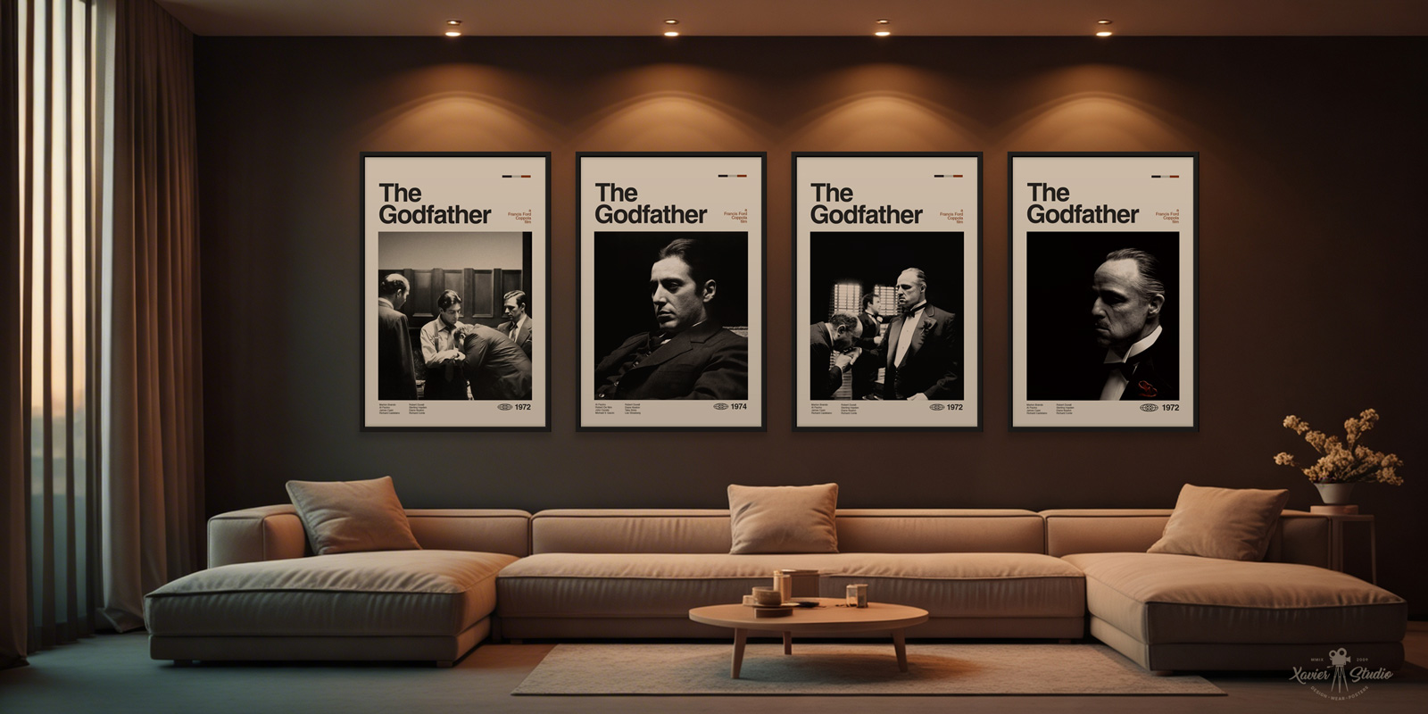 Kmotr-plakát-godfather-minimalistický-plakát-filmu-do-pracovny-nad-gauč-v-rámech-IKEA-50x70-Xavier